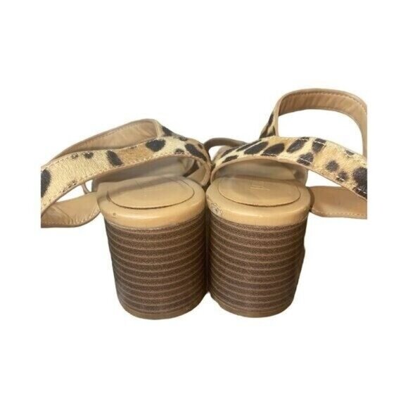 J.Crew Leopard Print Calf Hair Ankle Strap Low Block-Heel Sandals Size 8.5 - Picture 7 of 10